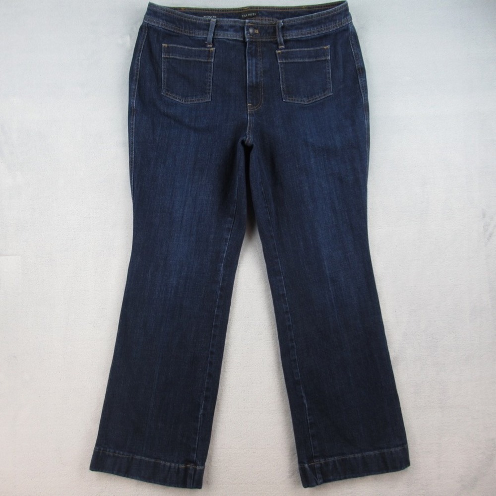 Talbots‎ Flare Jeans Womens 16W Dark Alice Wash High Rise Patch Pocket Denim